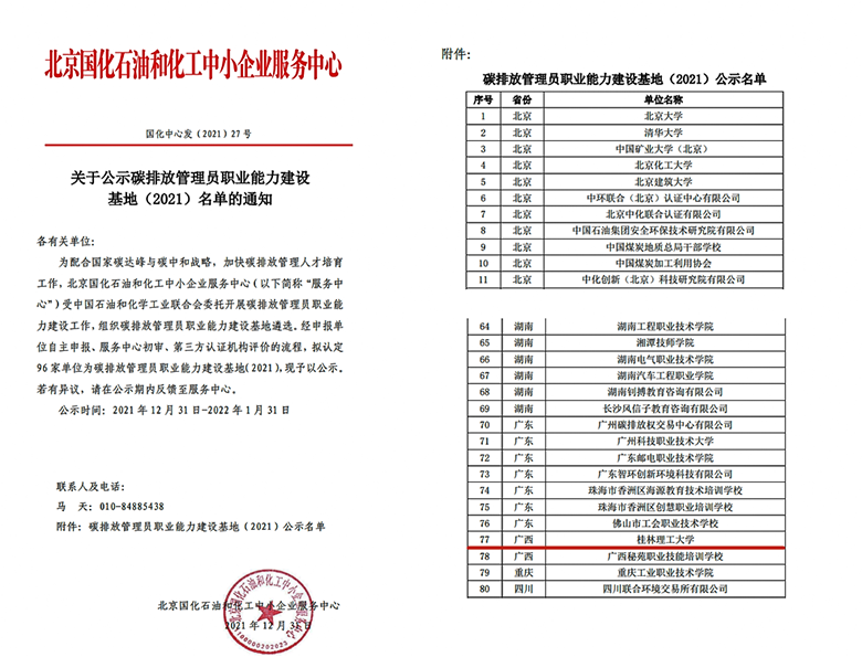 我校成功获批国家碳排放管理员职业能力建设基地